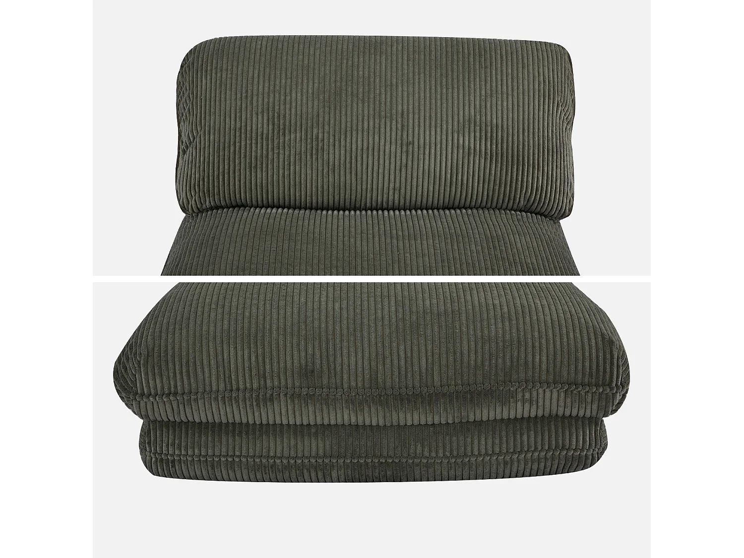 Sillón convertible  de pana gruesa verde kaki