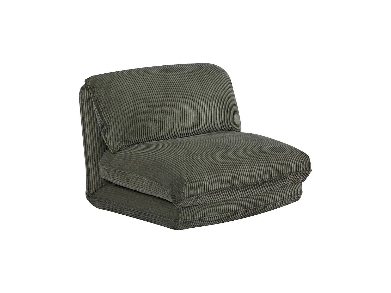 Chauffeuse matelas kaki convertible velours côtelé grosse côte 1 place Cosy