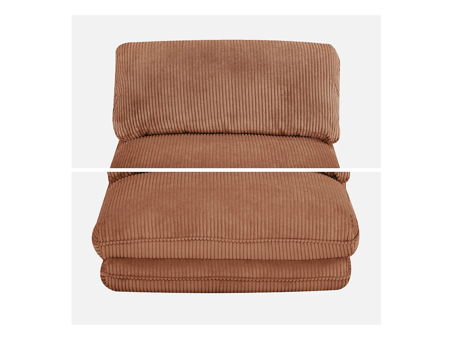 Chauffeuse matelas camel convertible velours côtelé grosse côte 1 place Cosy