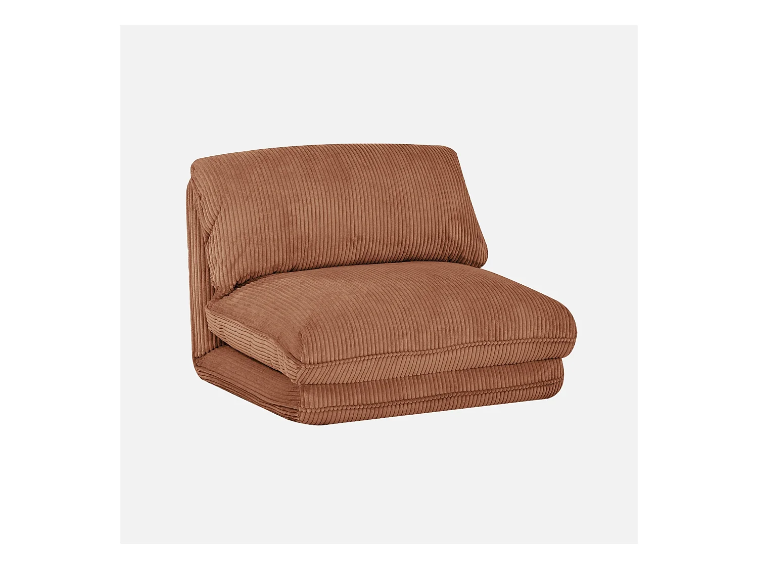 Chauffeuse matelas camel convertible velours côtelé grosse côte 1 place Cosy
