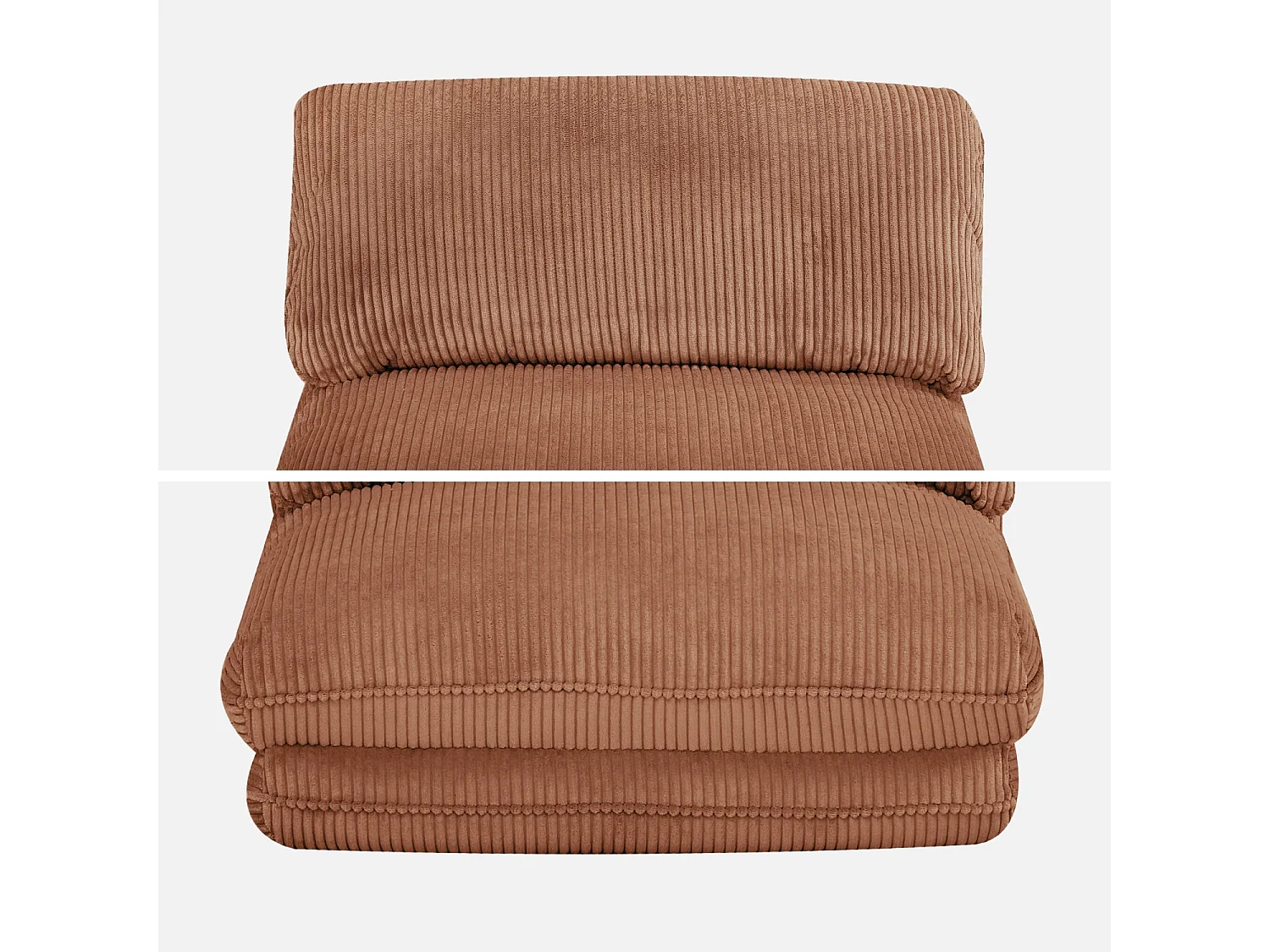 Sillón convertible  de pana gruesa camel