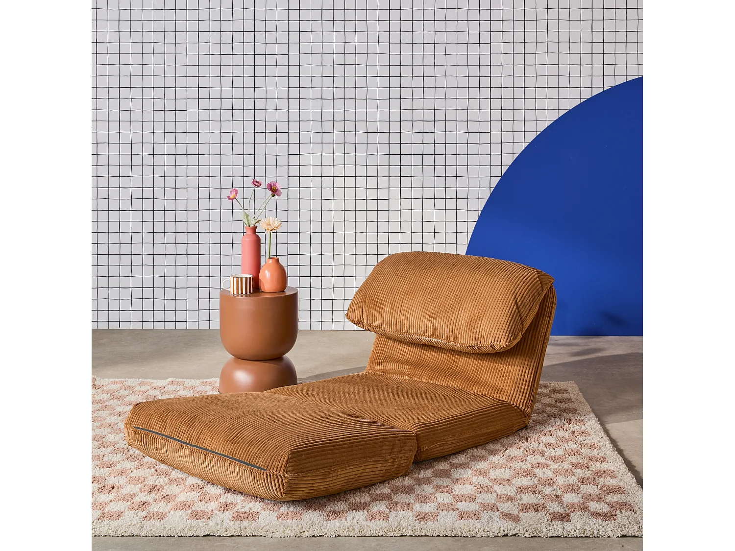 Sillón convertible  de pana gruesa camel