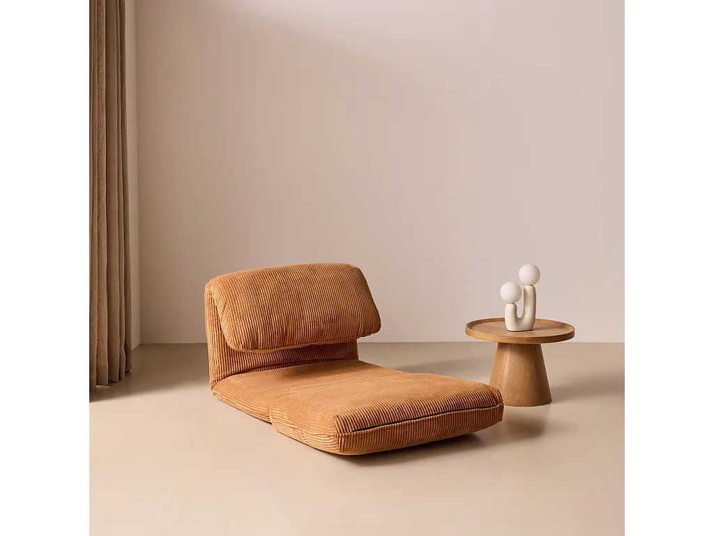 Chauffeuse matelas camel convertible velours côtelé grosse côte 1 place Cosy