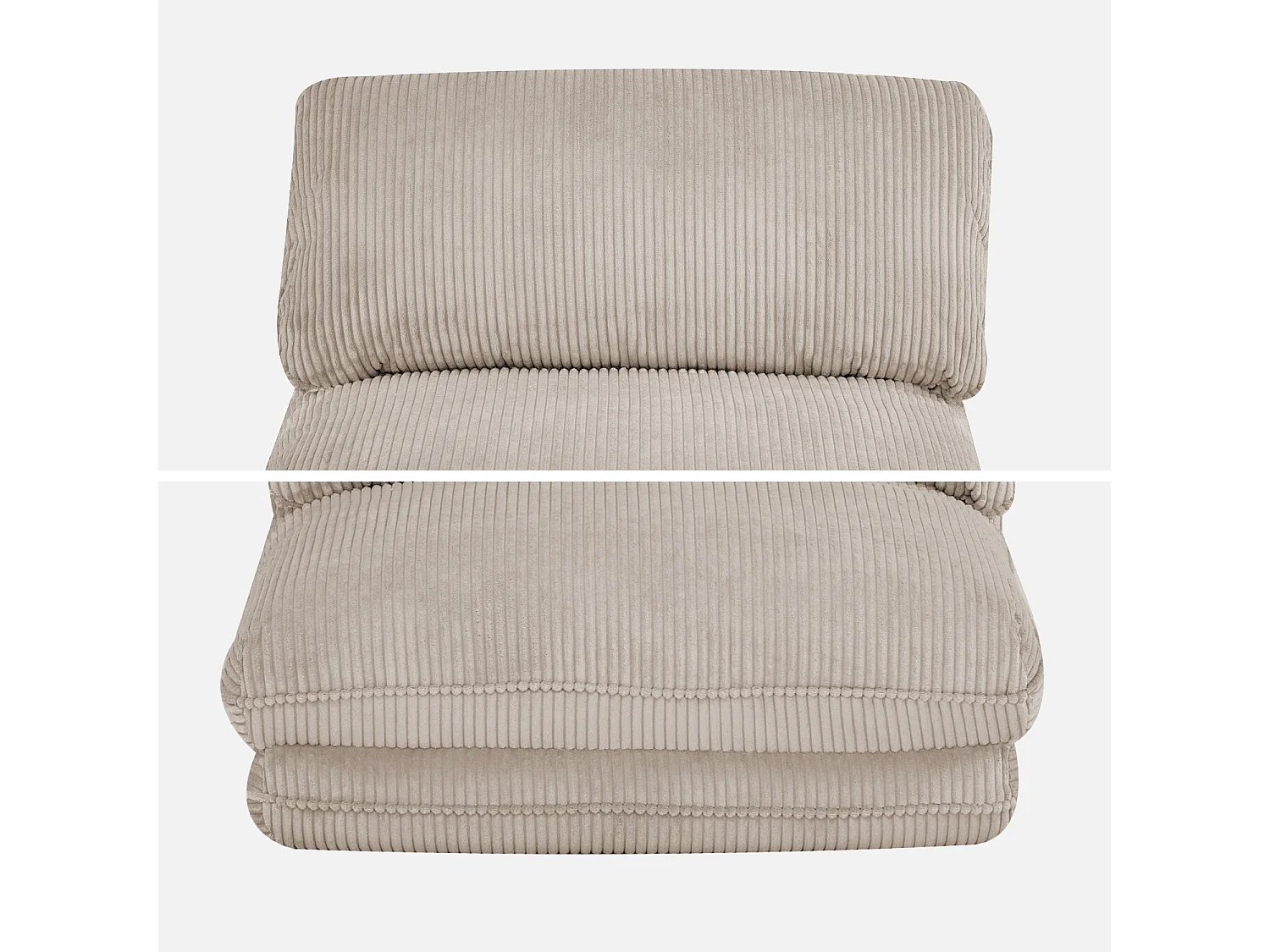 Chauffeuse matelas greige convertible velours côtelé grosse côte 1 place Cosy