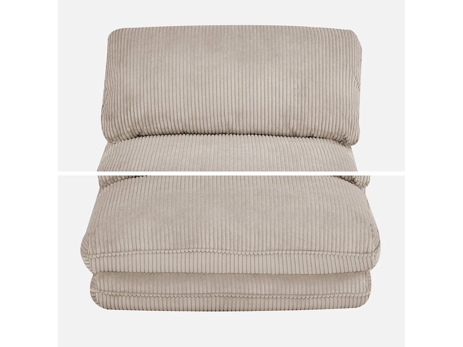 Chauffeuse matelas greige convertible velours côtelé grosse côte 1 place Cosy