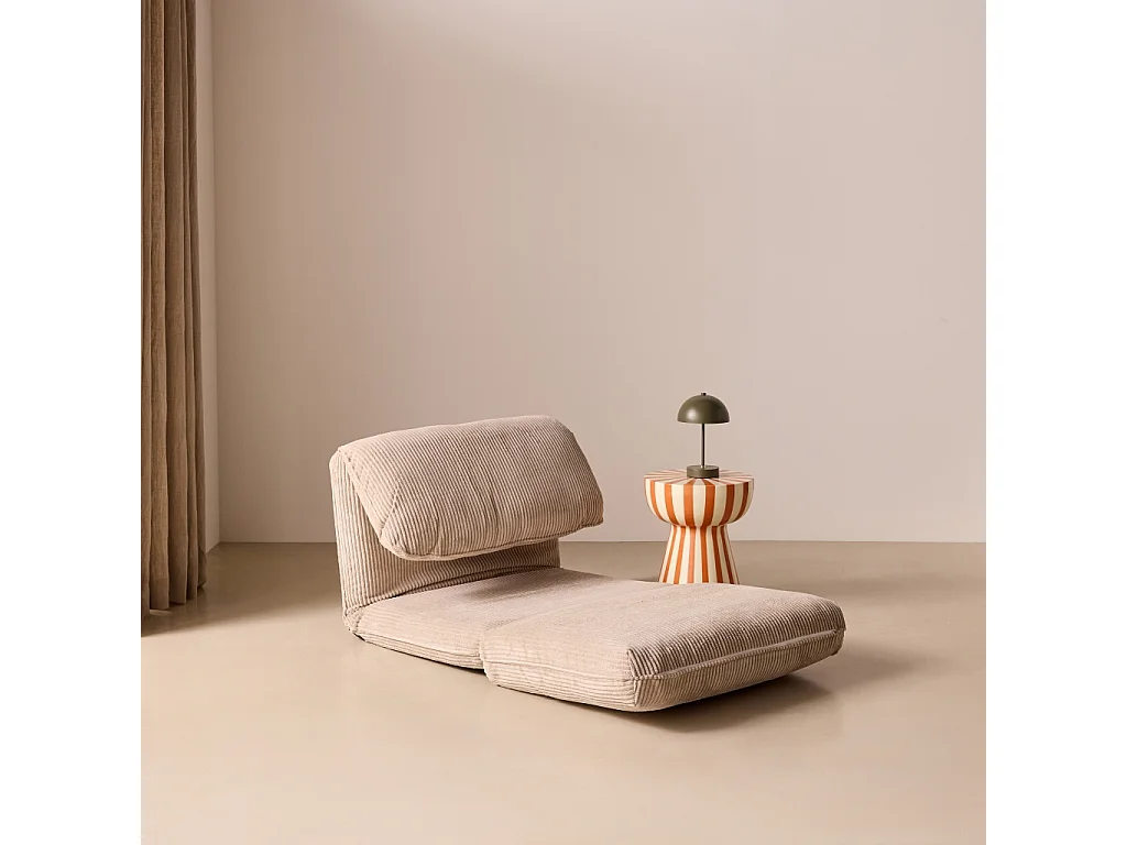 Chauffeuse matelas greige convertible velours côtelé grosse côte 1 place Cosy