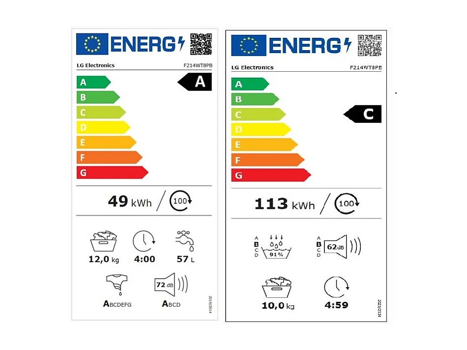 Lg Lave-linge 12 kg + sèche-linge 10 kg - F 214 WT 8 PB