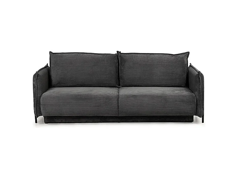 Canapé 3 places convertible velours côtelé gris anthracite – BEATRICE