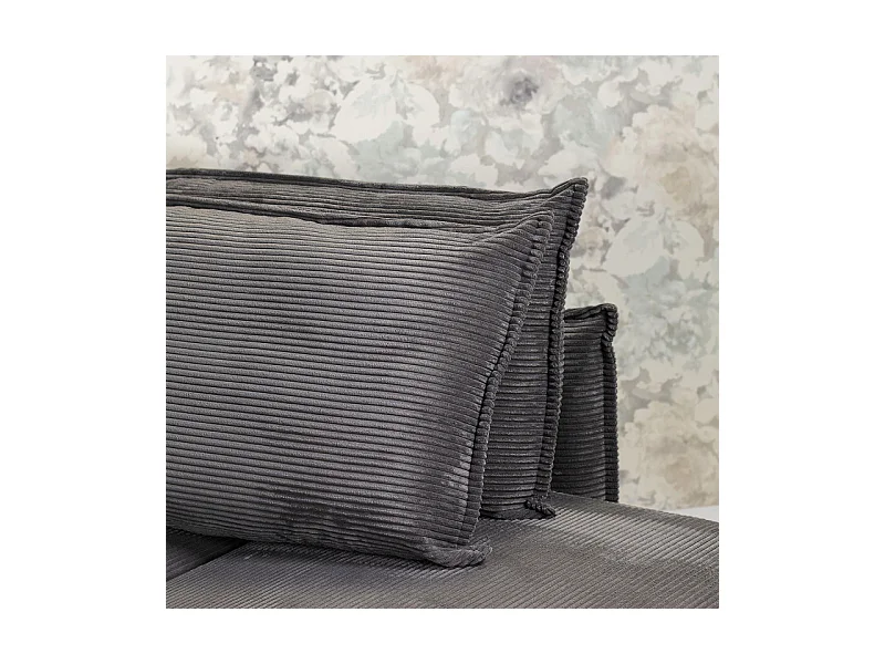 Canapé 3 places convertible velours côtelé gris anthracite – BEATRICE