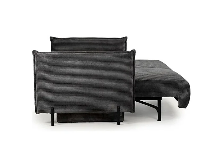Canapé 3 places convertible velours côtelé gris anthracite – BEATRICE