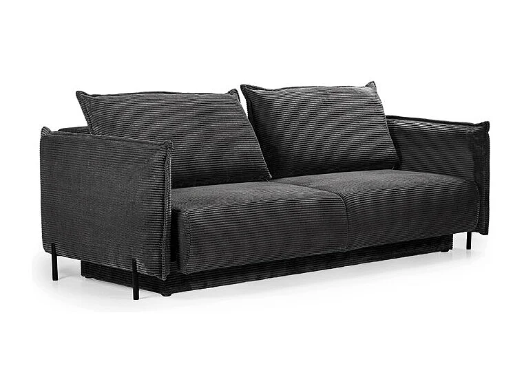 Canapé 3 places convertible velours côtelé gris anthracite – BEATRICE