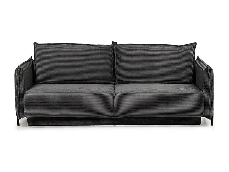 Canapé 3 places convertible velours côtelé gris anthracite – BEATRICE