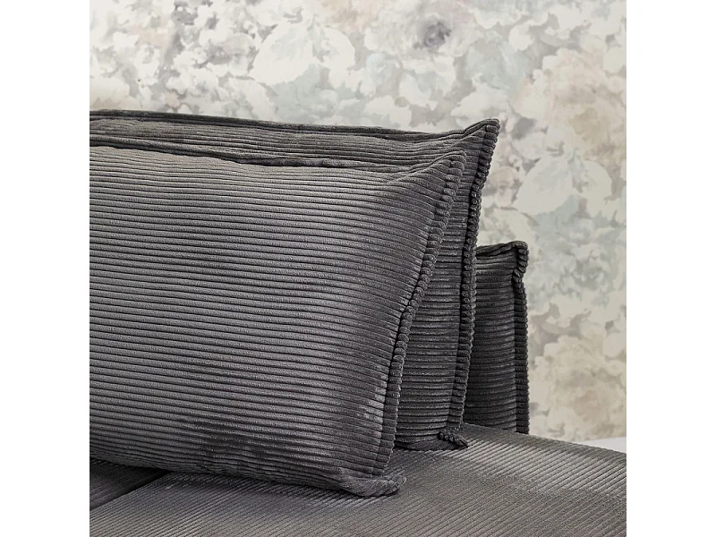 Canapé 3 places convertible velours côtelé gris anthracite – BEATRICE