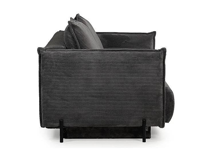 Canapé 3 places convertible velours côtelé gris anthracite – BEATRICE