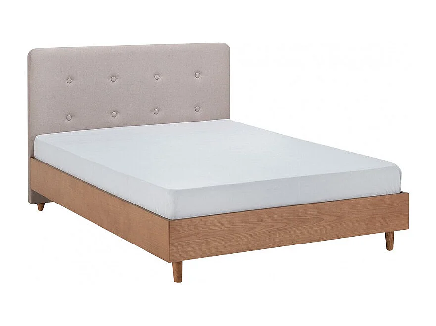 Tête de lit en tissu gris rembourré pour lit 140 cm - POLI 7307