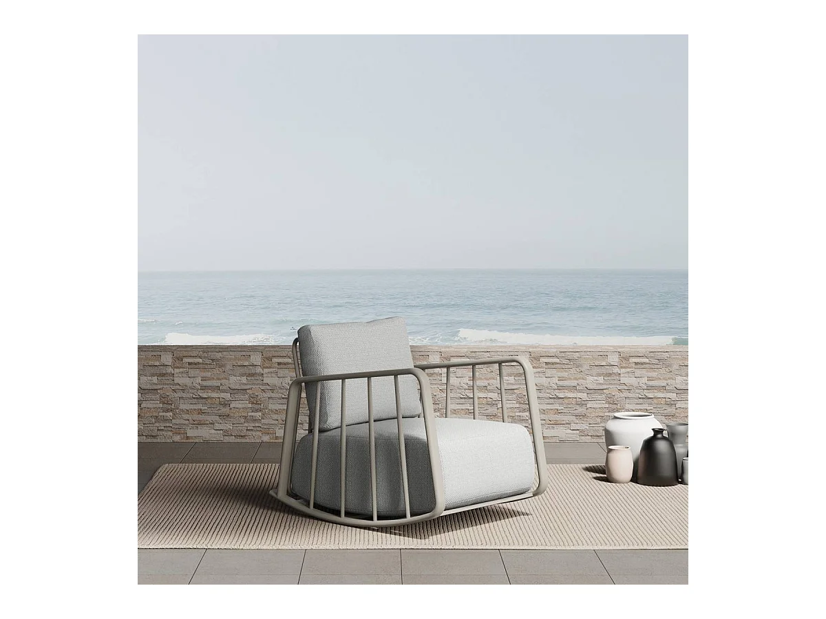 Rocking chair en aluminium pour jardin couleur taupe Zion