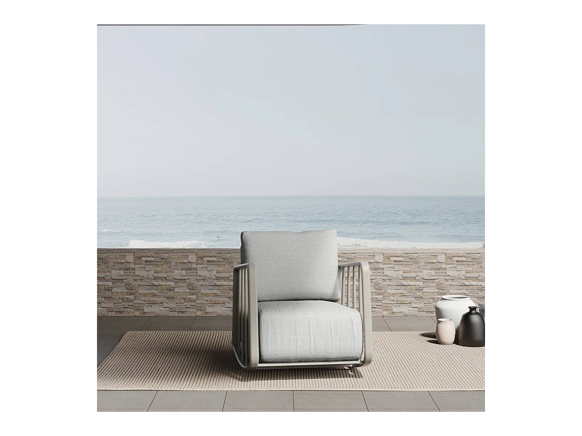 Rocking chair en aluminium pour jardin couleur taupe Zion