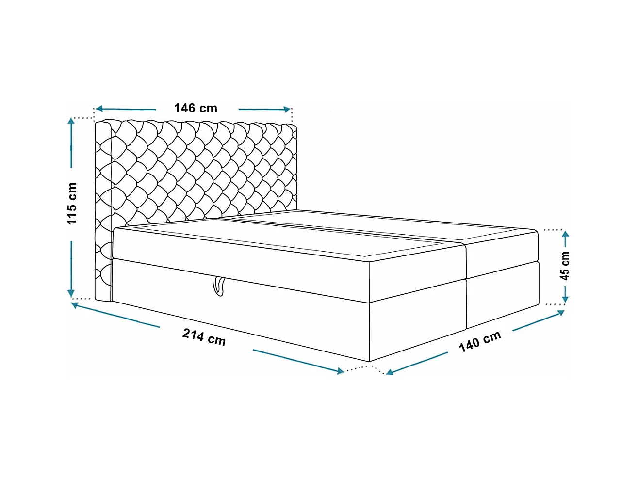 AX LIVING Boxspringbett Bonio VIII 140cm höchsten Schlafkomfort KR09