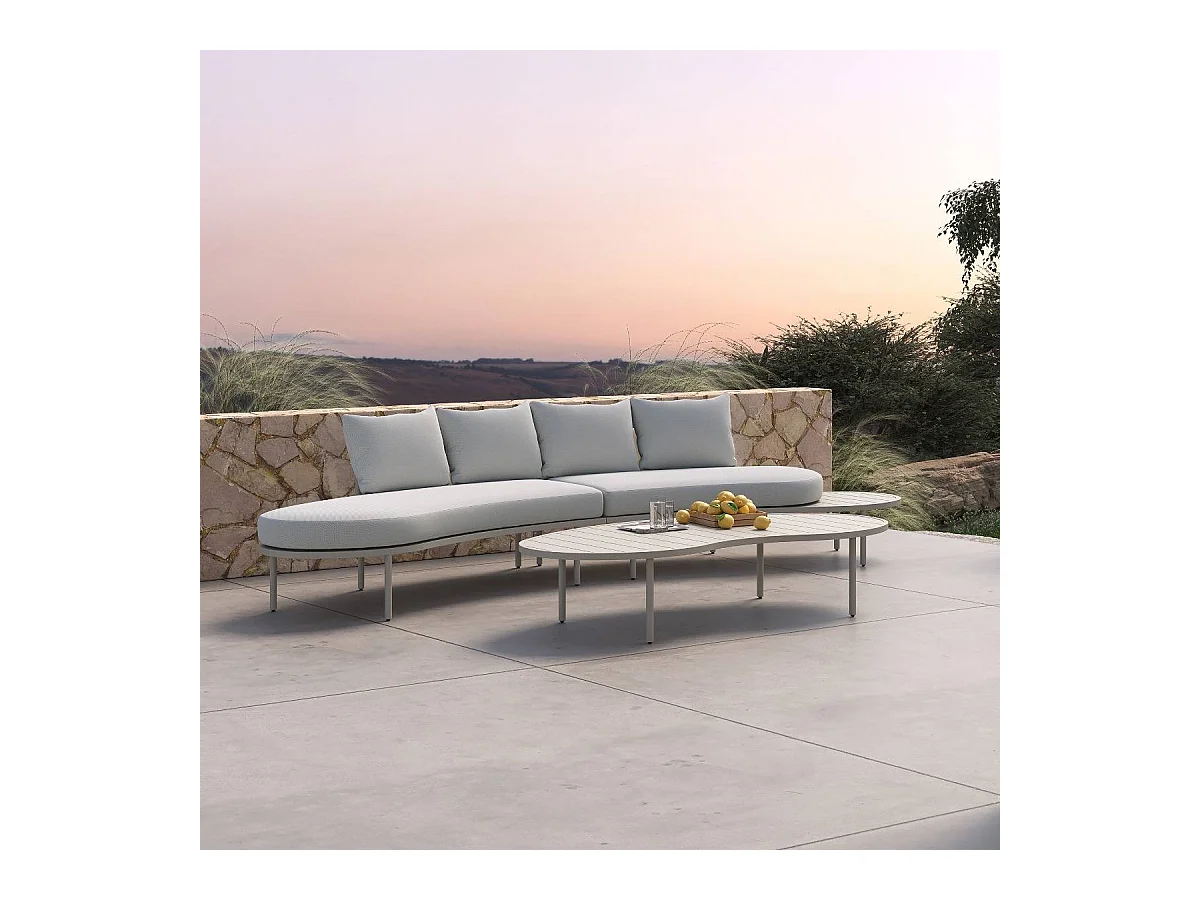 Salon de jardin haricot en aluminium taupe Zion