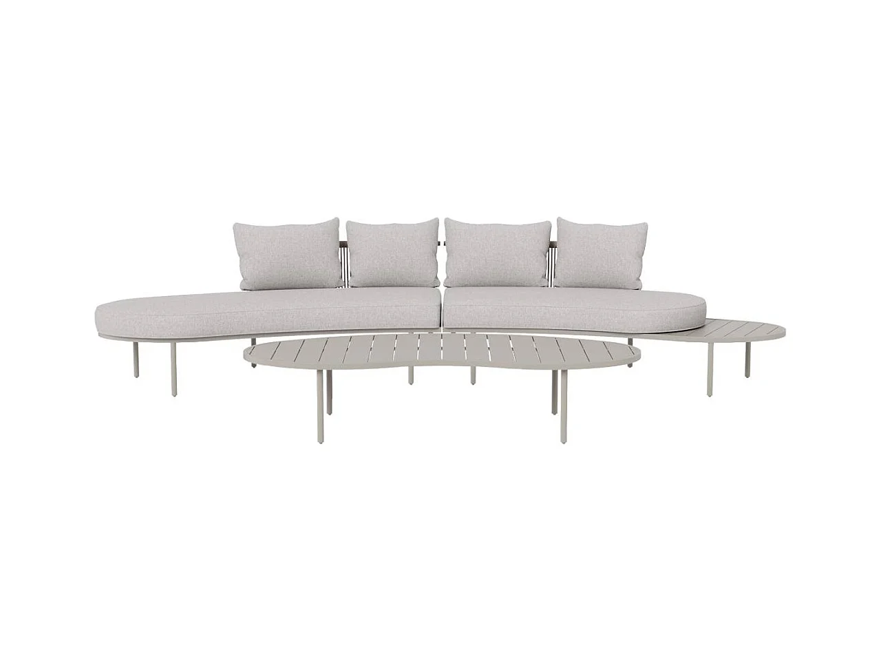 Salon de jardin haricot en aluminium taupe Zion