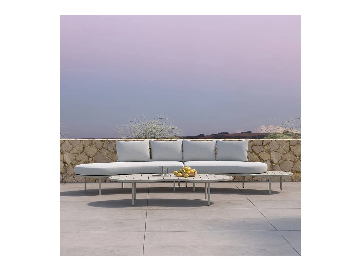 Salon de jardin haricot en aluminium taupe Zion