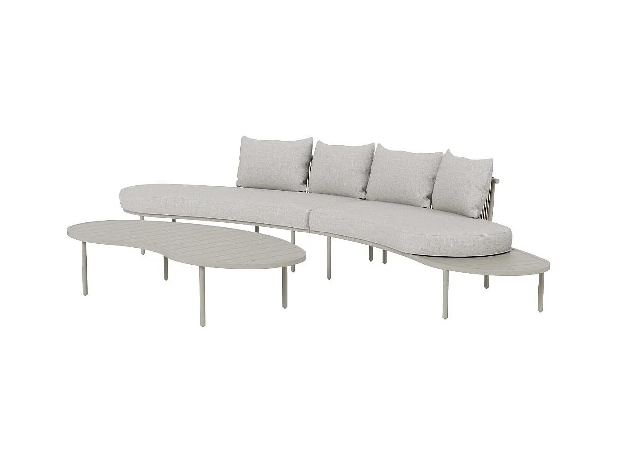 Salon de jardin haricot en aluminium taupe Zion