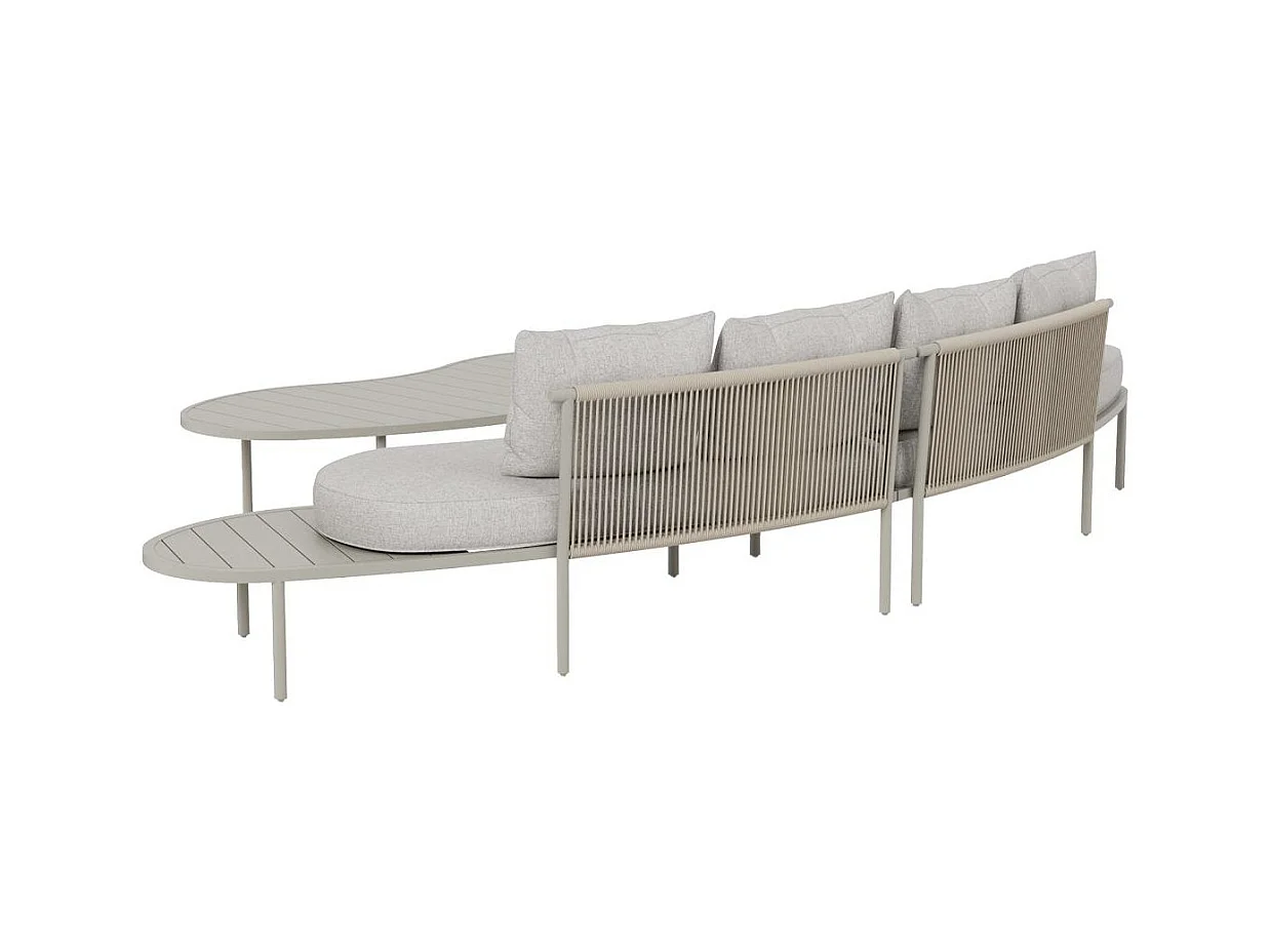 Salon de jardin haricot en aluminium taupe Zion