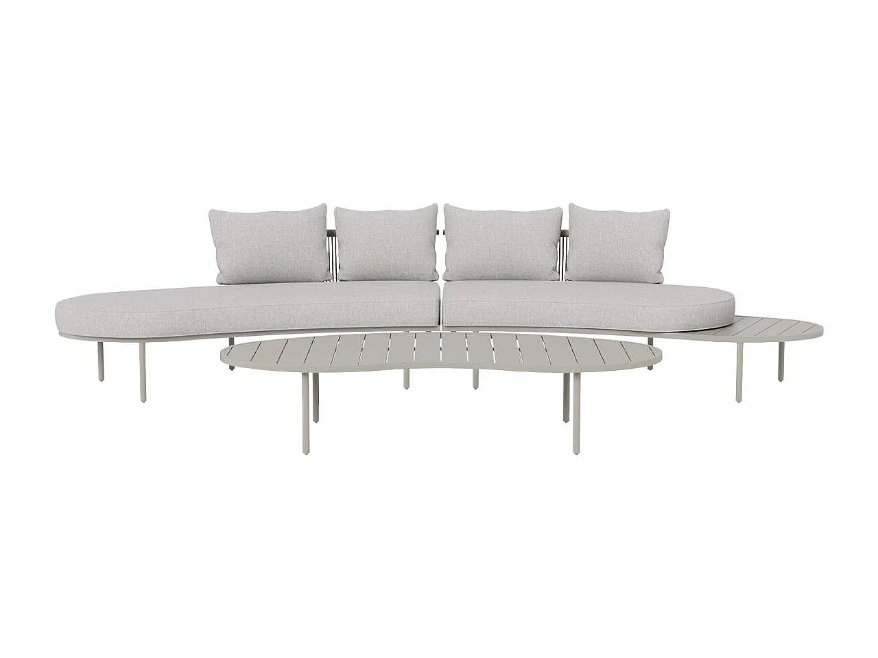 Salon de jardin haricot en aluminium taupe Zion