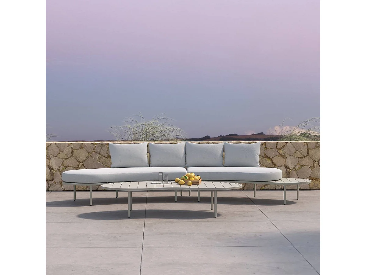 Salon de jardin haricot en aluminium taupe Zion