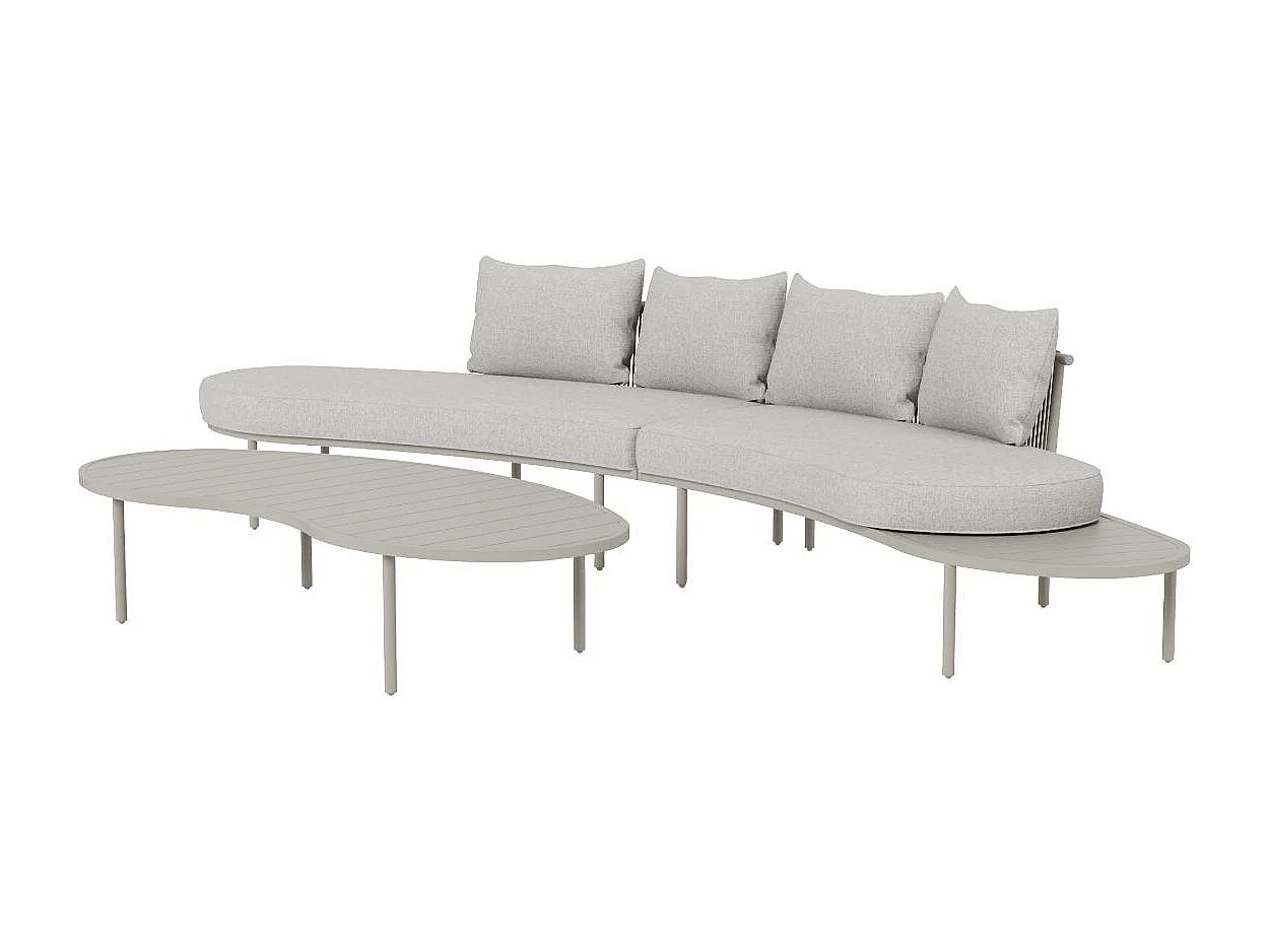 Salon de jardin haricot en aluminium taupe Zion