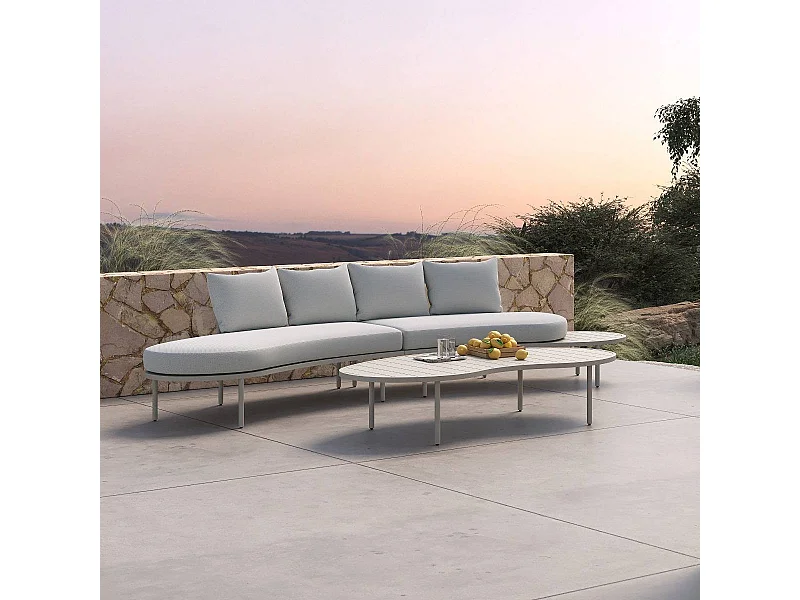 Salon de jardin haricot en aluminium taupe Zion