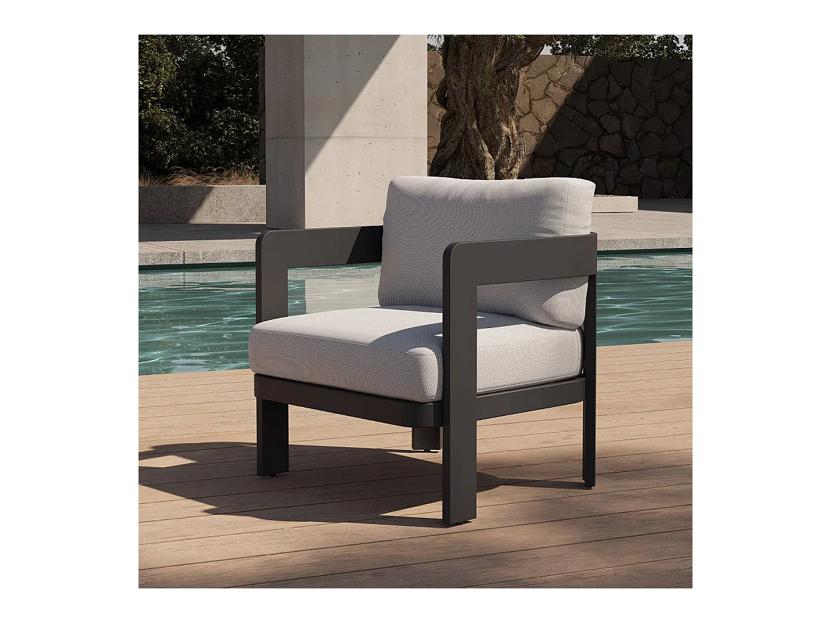 Salon de jardin en aluminium gris foncé Loréa