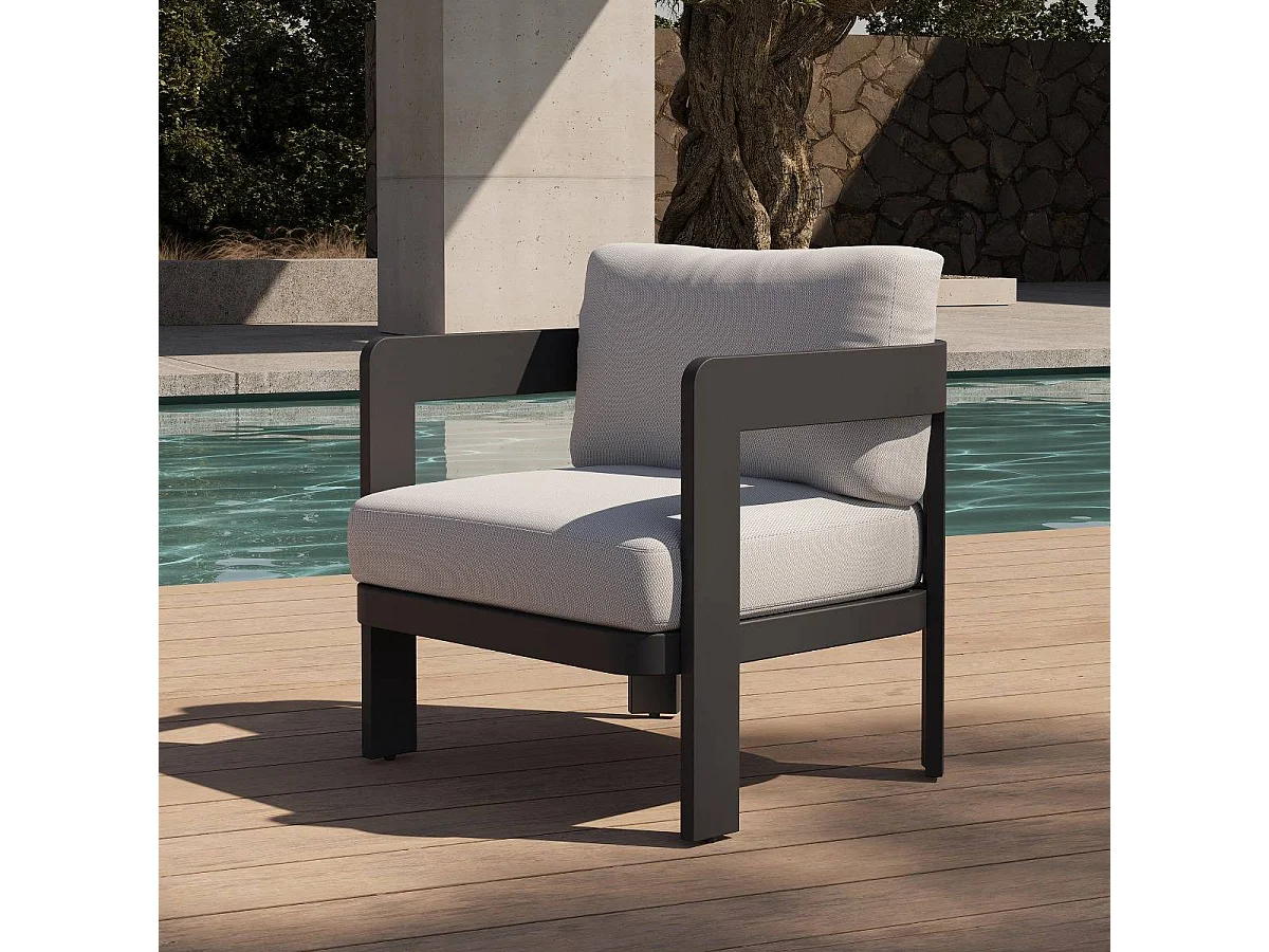 Salon de jardin en aluminium gris foncé Loréa