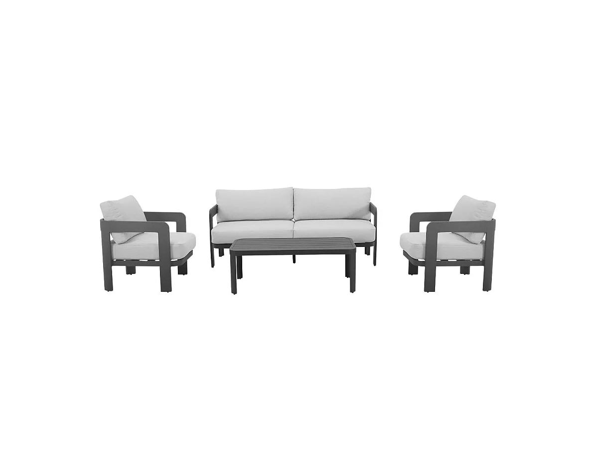 Salon de jardin en aluminium gris foncé Loréa