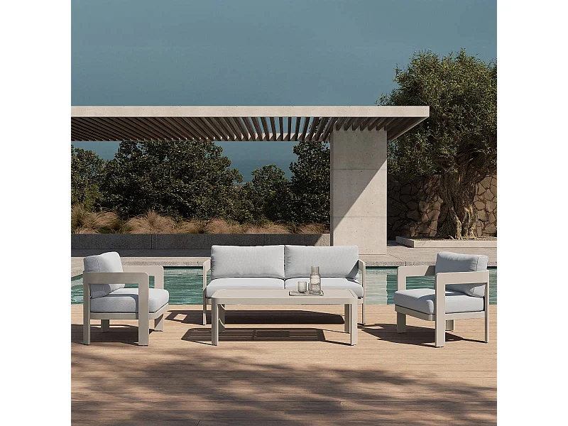 Salon de jardin en aluminium taupe Loréa