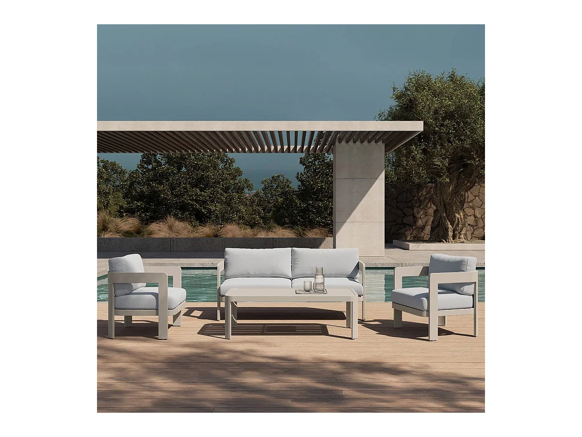 Salon de jardin en aluminium taupe Loréa