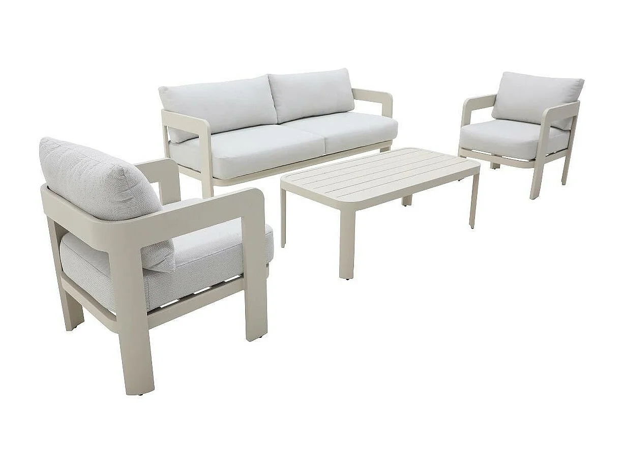 Salon de jardin en aluminium taupe Loréa