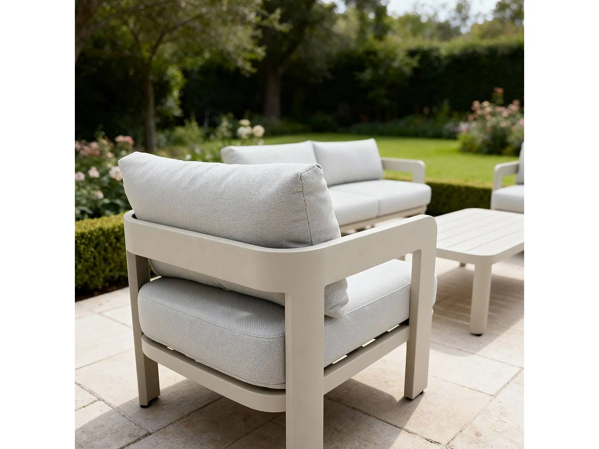 Salon de jardin en aluminium taupe Loréa