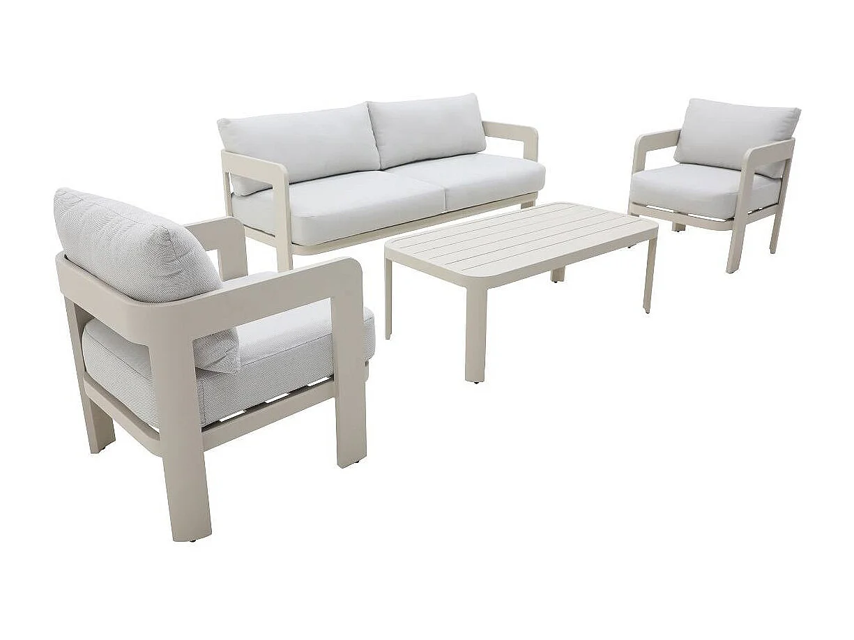 Salon de jardin en aluminium taupe Loréa