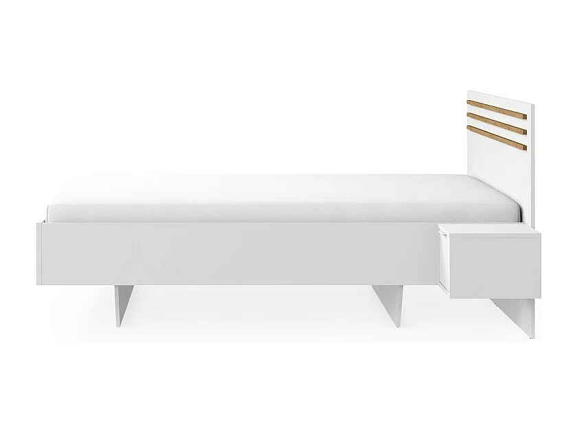 Cama FLORENCE – 180x200 cm – Blanca – Con dos mesitas de noche – Somier y cajones no incluidos