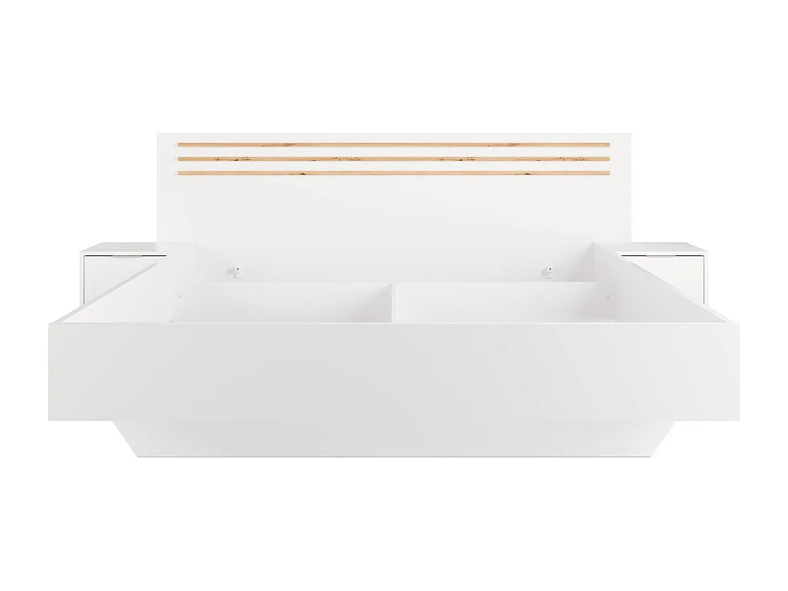 Cama FLORENCE – 180x200 cm – Blanca – Con dos mesitas de noche – Somier y cajones no incluidos