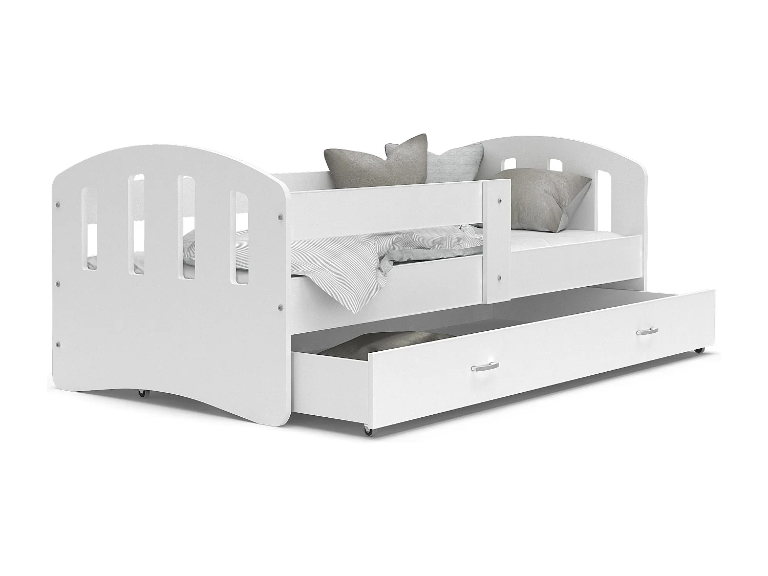 KINDERBETT mit Bettkasten Fabio 180x80 cm, Weiss