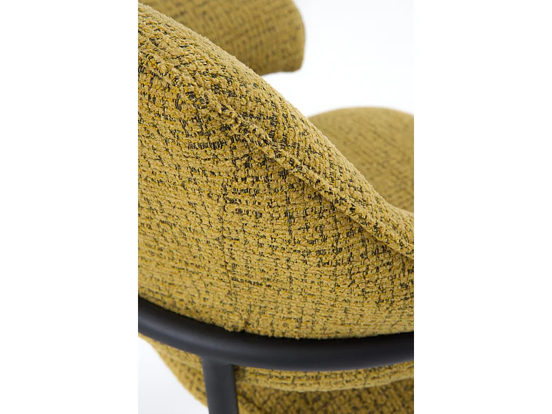 Lot de 4 fauteuils en chenille moutarde chiné