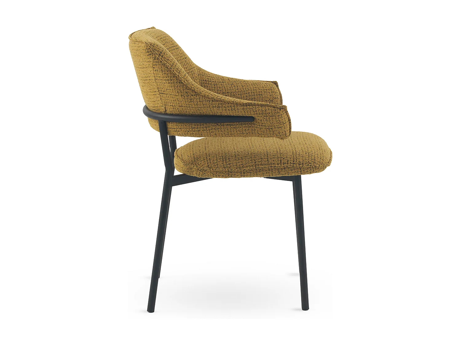 Lot de 4 fauteuils en chenille moutarde chiné