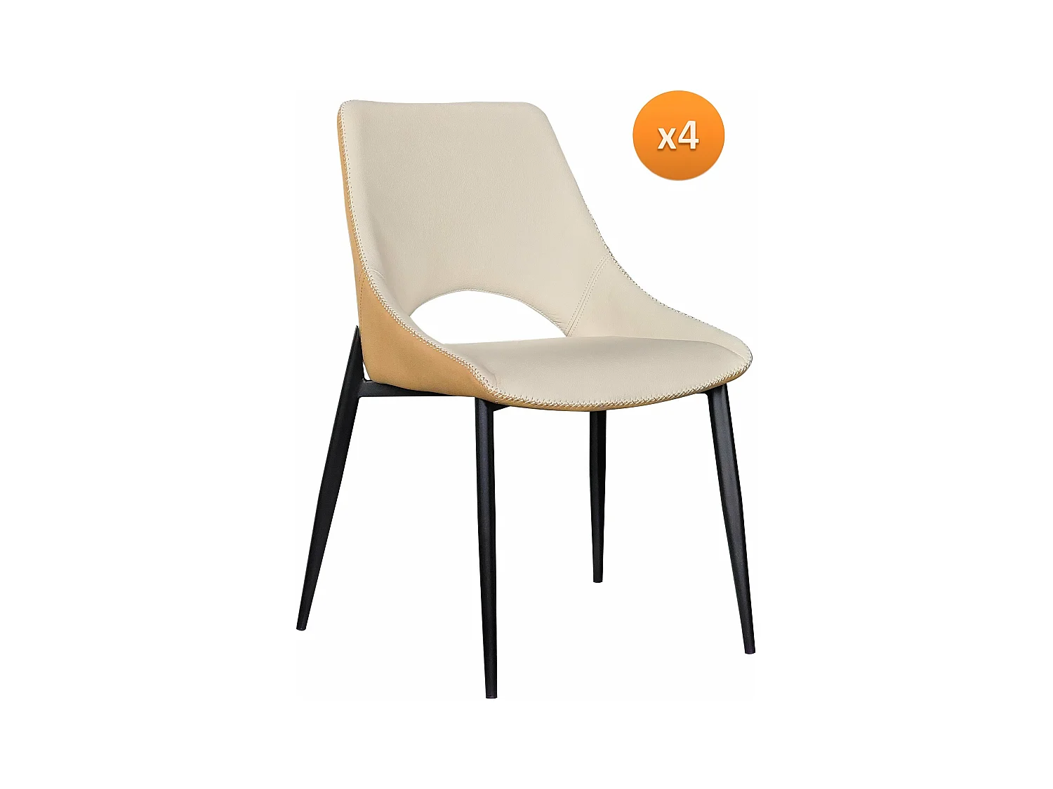 4-er Set Polsterstühle zweifarbig beige/senf