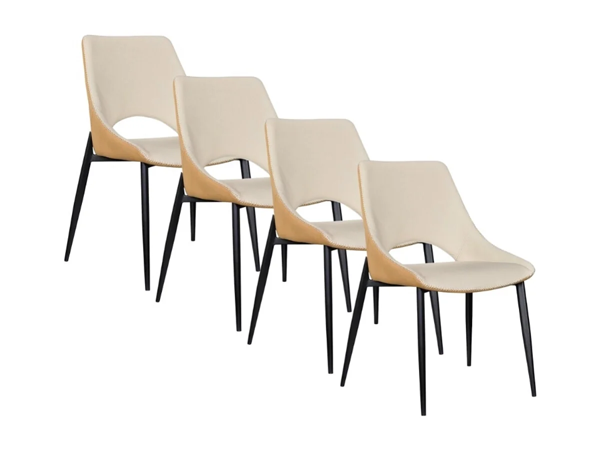 Pack 4 sillas tapizadas bicolor beig/mostaza