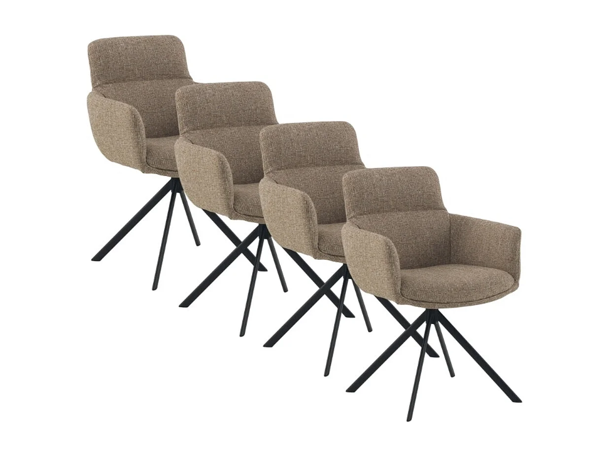 Lot de 4 fauteuils en tweed marron chiné