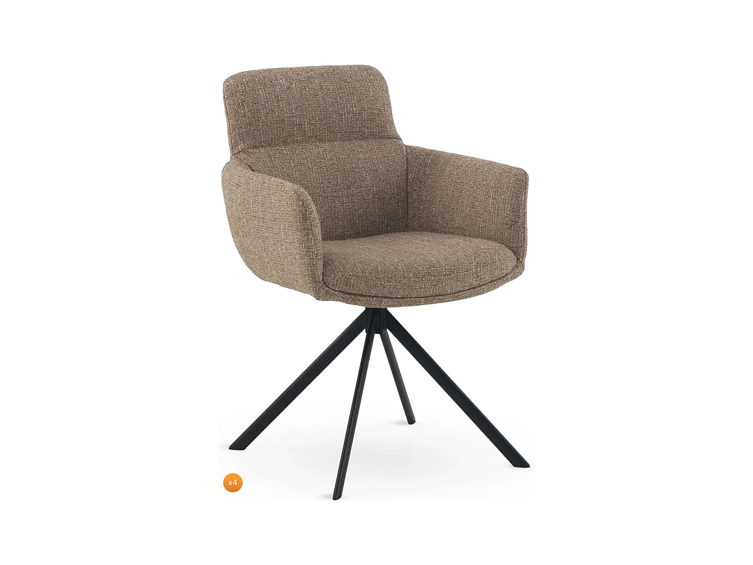Lot de 4 fauteuils en tweed marron chiné