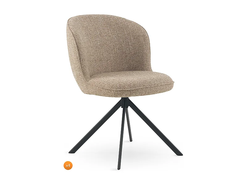 Lot de 4 chaises capitonnées en tweed chiné marron