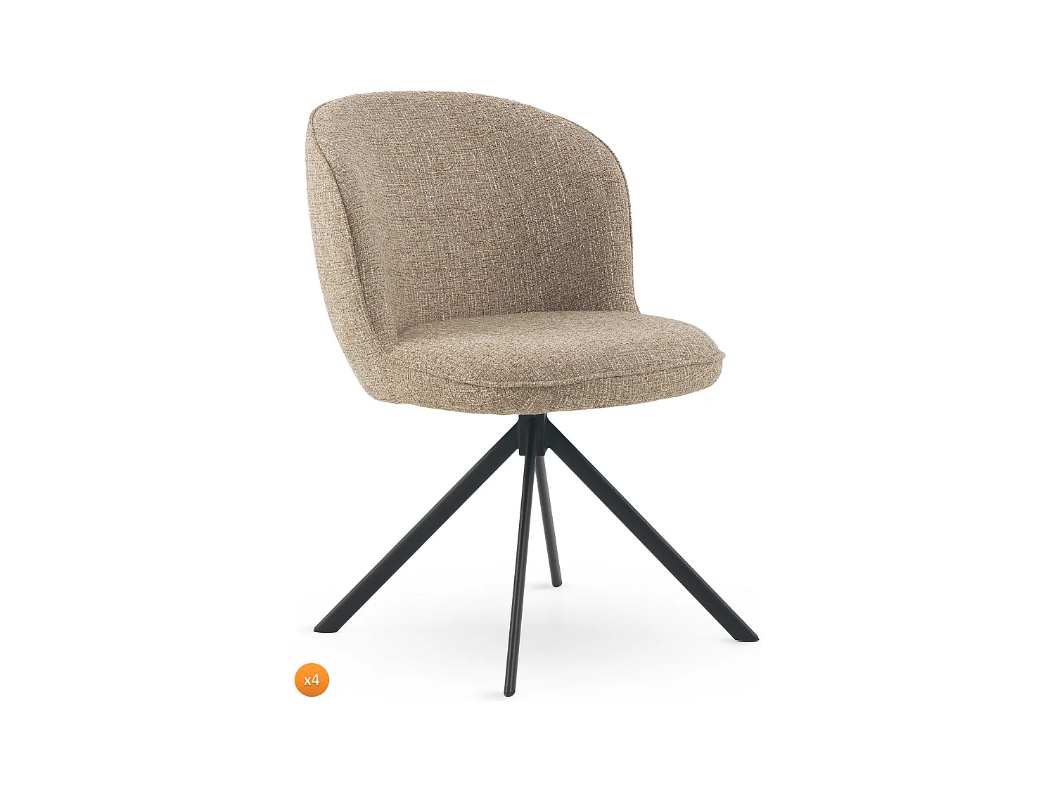 Lot de 4 chaises capitonnées en tweed chiné marron